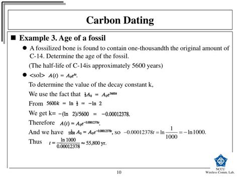 carbon dating calculation example